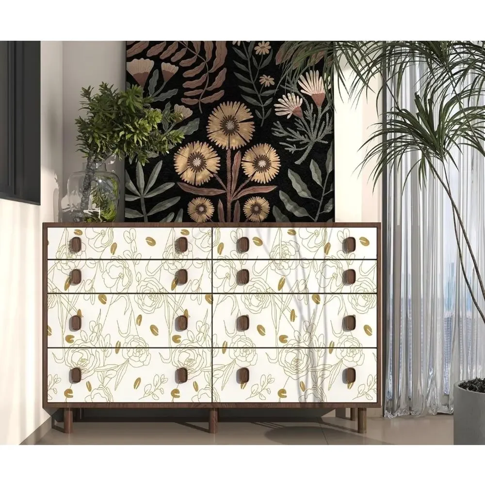 Floral Boho Peel Wallpaper Gold 17.3''×118'' Leaf Removable Vinyl Roll s30 b1